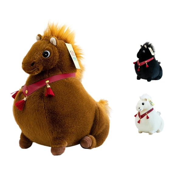 Horse Stuffed Animal Plush Toy Realistic Super Soft 33cm Brown Dark Brown for Kids Boys Girls Toddlers Birthday Gift Bedroom Decor Nursery Decor Bedtime Companion