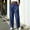 Blue, variant on Women Elastic High Waist Big Patch Pocket Denim Wide Leg Pants Front Split Ankle Loose Lightweight Jeans Casual Walking Vacation Trousers Blue XXL