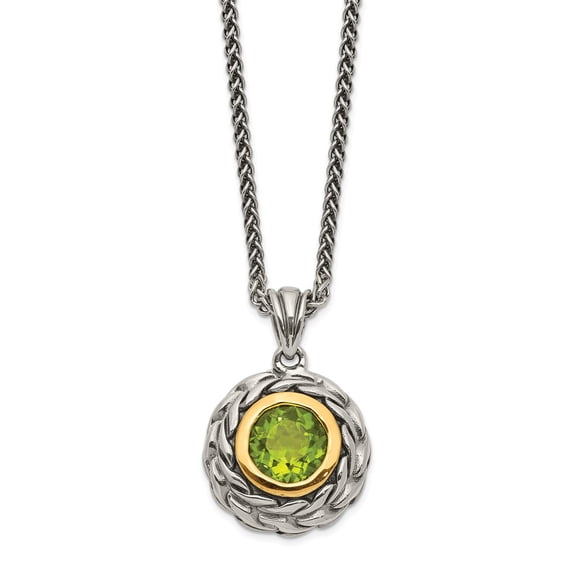 925 Sterling Silver With Real 14kt Peridot Necklace; for Adults and Teens; for Women and Men