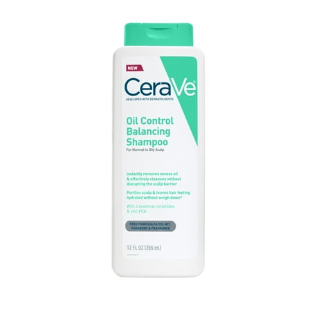 CeraVe Oil Control Balancing Shampoo for Normal to Oily Scalp & Hair, 12 fl oz