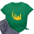 thumbnail image 6 of Penkiiy Happy Ramadan Tops Blouse for Women Women's Graphic Tees Moon Print Short Sleeve Round Neck T Shirts Tops M Mint Green, 6 of 6