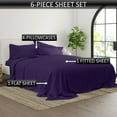 thumbnail image 3 of 6PC Split Head King Sheet Set for Adjustable Bed - (Extra Pillowcases) 400-Thread-Count 100% Egyptian Cotton, Soft Breathable 400TC Cotton, 15-Inches Deep Pockets - Plum, 3 of 7