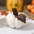 thumbnail image 1 of Adorno de Calabaza Tejido con Colgante | Adorno de Calabaza Tipo Suéter con Cuerpo Tejido, Tallo y Hojas de Madera | Decoración para El Festival de La Cosecha de Otoño En Blanco, Gris y Naranja, para, 1 of 5