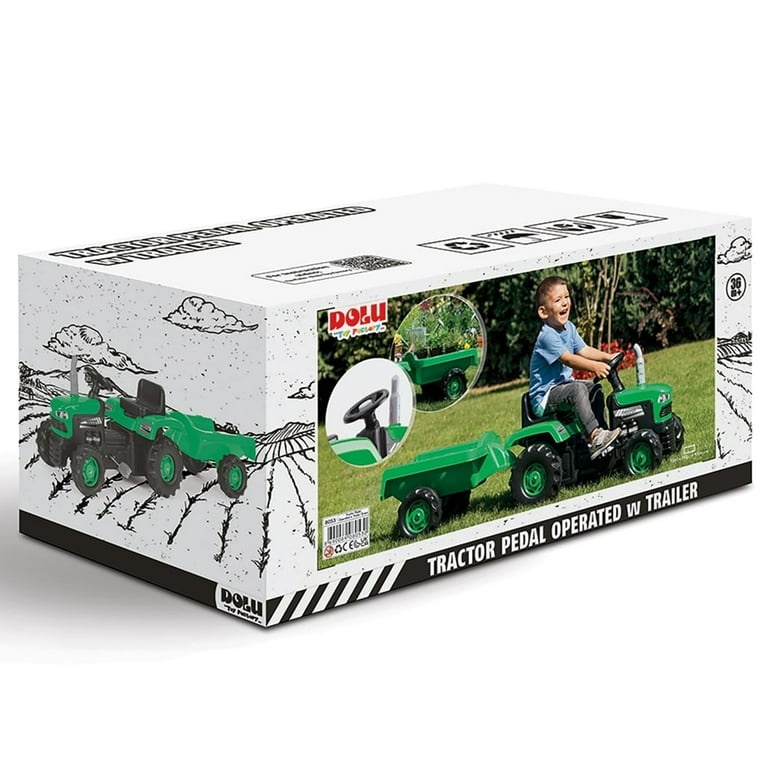 Dolu Toys Pedal Operated Tractor w/Trailer Green