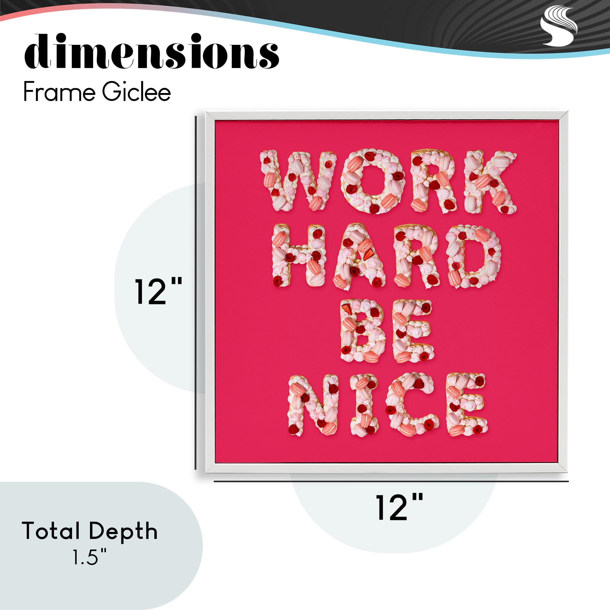 Work Hard Be Nice White Framed Giclee Art, design by LISH Creative