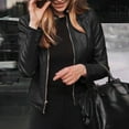 thumbnail image 4 of SJJYV Slim Fit Leather Jacket Women, Classic Moto Biker Pu Autumn & Winter Basic, 4 of 5