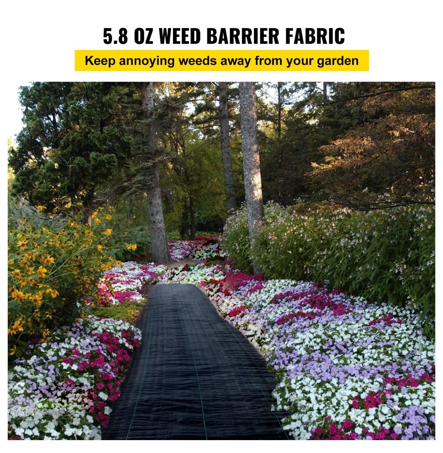 Garden Weed Barrier Fabric 4ft x 100ft, Heavy Duty Landscape Fabric 5.8 OZ, Weed Block for Gardening Ground Cover, Geotextile Fabric for Landscaping