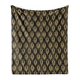 thumbnail image 1 of Art Deco Soft Flannel Fleece Throw Blanket, Jazz Era Inspired Vertically Aligned Peacock Feather Drawing Style, Cozy Plush for Indoor and Outdoor Use, 50" x 60", Pale Orange Dark Brown, by Ambesonne, 1 of 6