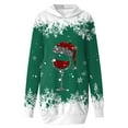 thumbnail image 5 of Telankuip Christmas Hoodies Dress for Women Long Sleeve Warm Comfy Red Print Long Sweatshirts Casual Light Merry Xmas Loose Soft Gradient Hooded Pullover Tops Green XXL, 5 of 6