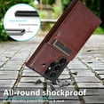 thumbnail image 6 of Allytech Back Flip Wallet Case for Samsung Galaxy S24 Ultra with 5 Card Holder, Luxury PU Leather Kickstand Magnetic Buckle Shockproof Anti-Scratch Protective Case for Women Men - Brown, 6 of 14