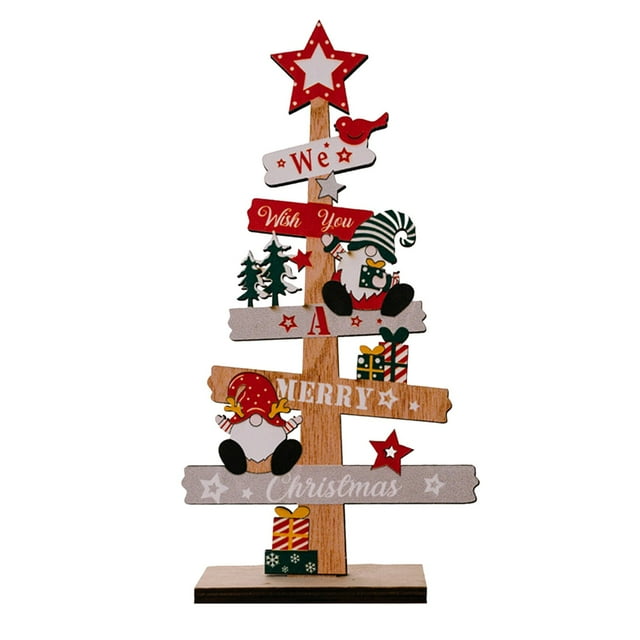 Dsscvnef Christmas Table Decoration Wooden Plate with Snowman English Letters Desktop Ornament for Holiday Festive