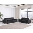 thumbnail image 2 of Titan Furnishings Genuine Italian Leather Reclining Sofa and Loveseat in Black, 2 of 20