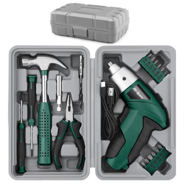 Juego de destornilladores eléctricos inalámbricos Hi-Spec de 3,6 V con puntas de 19 piezas