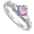 thumbnail image 4 of CHOOSE YOUR COLOR Pink Purple Ombre Claddagh Ring .925 Sterling Silver Band CZ Female Size 7, 4 of 4