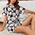 thumbnail image 4 of Sikiie Cute Baseball Womens Pajama Sets Short Sleeve Top With Pants Sleepwear 2 Piece Lounge SetSmall, 4 of 6
