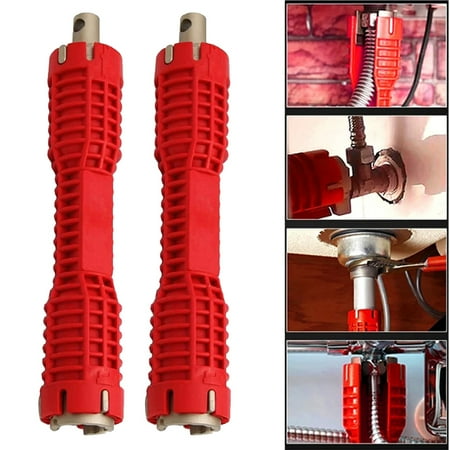 

2Pcs Basin Wrench Faucet and Sink Installer Tool Multifunctional Plumbing Tool Pipe Extractor for Sink Bathroom Kitchen Toilet Plumbing (Red)