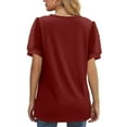 thumbnail image 4 of Summer Oversize Shirts for Womens Fashion Causal Vintage Solid Color Blouse Short Sleeve T-Shirt Top, 4 of 6