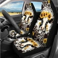 thumbnail image 2 of Uorisanigo Leopard Print Sunflower Cow Auto Accessories Set 14 Pcs with Cars Seat Covers and Steering Wheel Cover Car Headrest Cover Seat Belt Pads Armrest Cover Keychain Soft Fit for Car SUV, 2 of 6