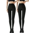 thumbnail image 2 of ValueVibe Tights for Women Control Top Opaque Pantyhose 100D High Stretch Thermal Stockings Winter Nylon Leggings 2 Pack, Black, 2 of 7