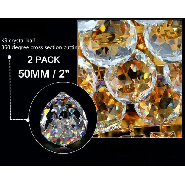 Verre clair boule de cristal prisme pendentif attrape-soleil 50 mm lot de 2  pour cadeau