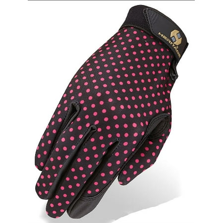 04 SIZE HERITAGE PERFORMANCE RIDING GLOVES HORSE EQUESTRIAN POLKA DOTS PRINTS