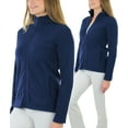 thumbnail image 3 of ToBeInStyle Women's High Collar Polar Fleece Long Sleeve Jacket - Navy - Large, 3 of 7