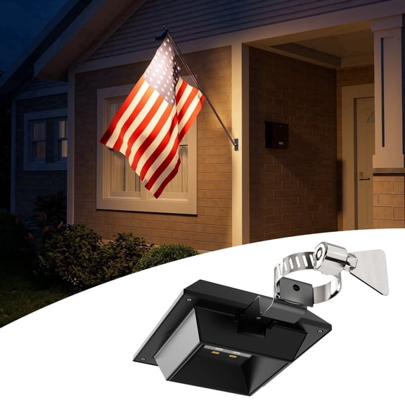 Yinghao Solar Flag Pole Light Outdoor Waterproof Top Mounted Flagpole Lights for Outside House, Garden, Yard, Porch, Lighting up 10 Hours (Warm White)