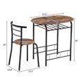 thumbnail image 3 of 3Pc Dining Table Set Breakfast Table Living Room Furniture 2 Chair w/Curved Back, 3 of 3