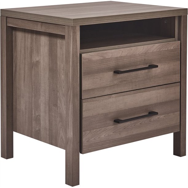 Finch Manufactured Wood Night Stand with 2 Drawers and Shelf Gray Maple