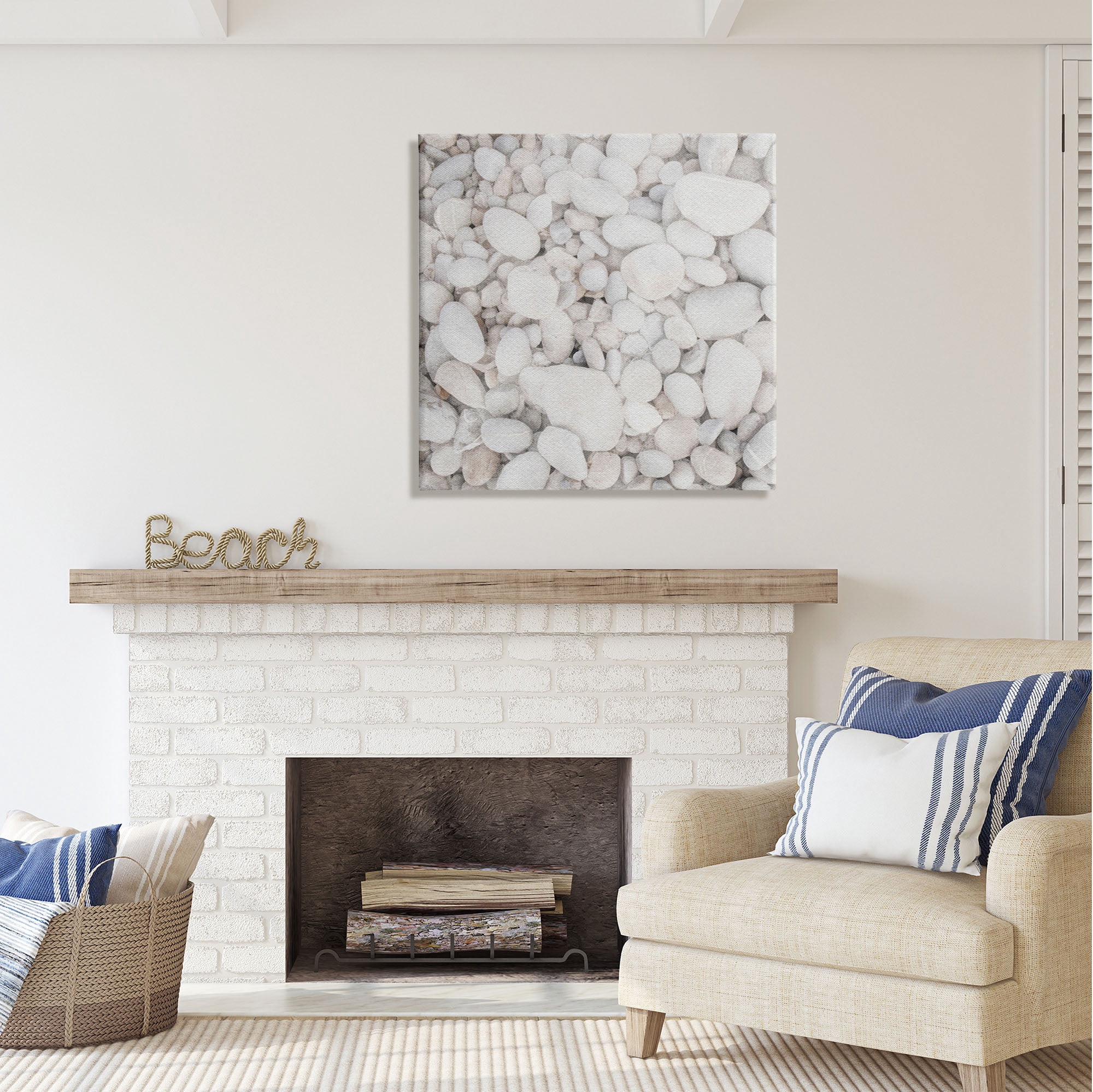 Stupell Industries Grey Beach Pebbles Nature Painting Gallery Wrapped Canvas Print Wall Art, 30 x 30