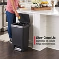 thumbnail image 6 of Rubbermaid Kitchen Indoor Trash Can, 12.4 Gallon Plastic Step Garbage Can with Stainless Steel Rim Lid, Charcoal, 6 of 9
