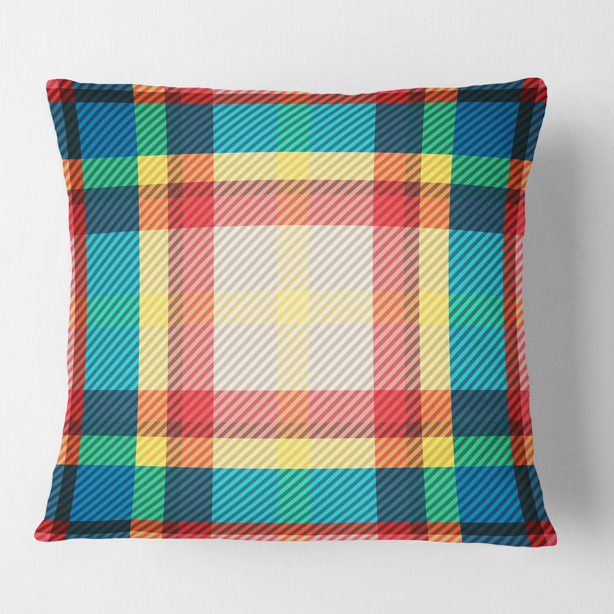 Designart Tartan Geometrical Texture III' Mid-Century Modern Throw Pillow - 18x18
