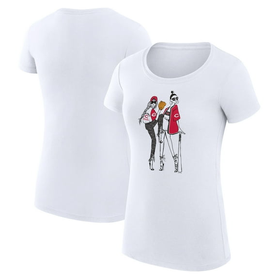 Women's G-III 4Her by Carl Banks White Cincinnati Reds Super-Slim Fit Lightweight Baseball Girls T-Shirt