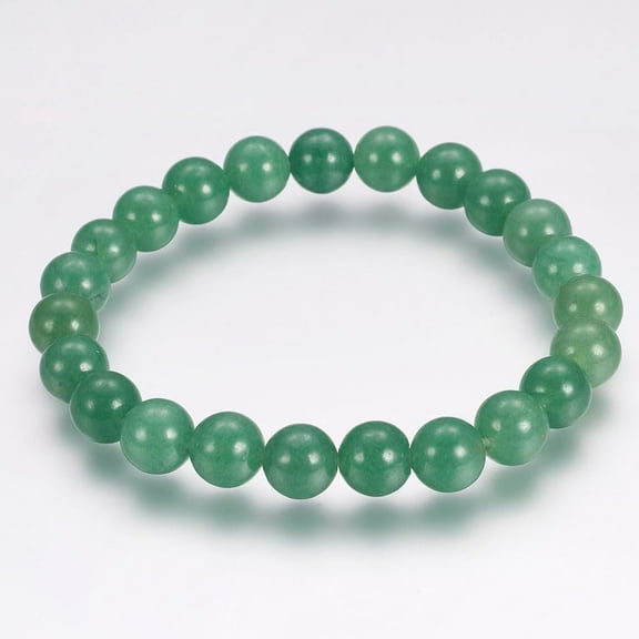 1 Pc Aventurine Beaded Bracelet Natural Green Aventurine Round Bead Stretch Bracelets 55mm Beaded Strand Stretch Bracelet Multilayered Bracelet Set for Man Women Trendy Costume Jewelry Gifts