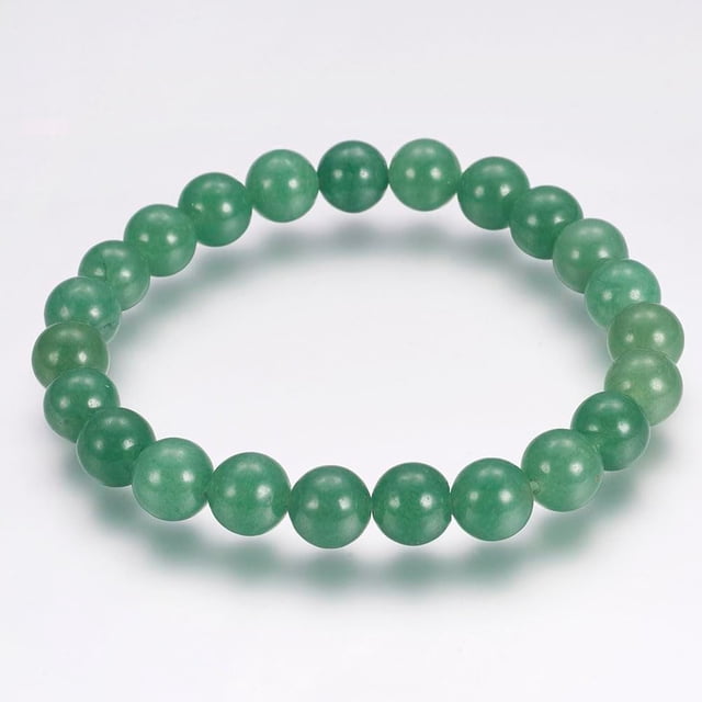 Pulsera de aventurina con cuentas redondas de aventurina verde natural (1 unidad). Pulsera elástica de 55 mm con cuentas redondas. Conjunto de pulseras multicapa.