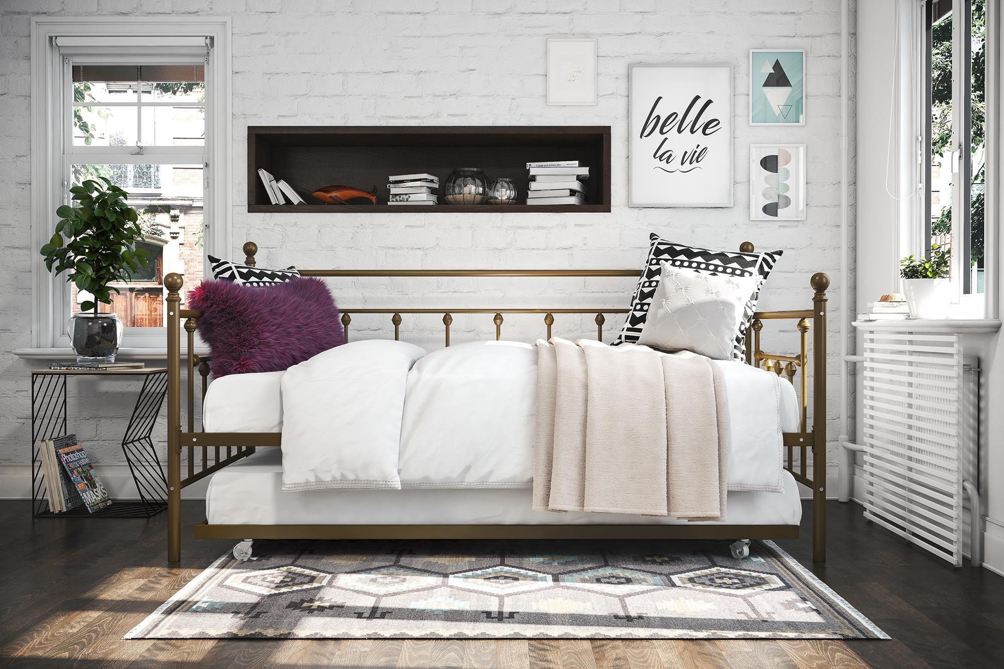 DHP Manila Metal Daybed and Trundle, Twin/Twin Size, Gold