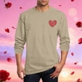 thumbnail image 2 of BiZtdJrK Long Sleeve T Shirt for Men Plus Size Heart Print Casual Tee Tops Lightweight Loose Fit Basic Tees Valentines Gifts Khaki XXXXL, 2 of 6