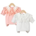 thumbnail image 2 of YTDSCS Girl's Short Sleeve Ruffle Collar Shirts Tee Soft Blouses Tees for Kids Toddler Baby 3-11Y, 2 of 8