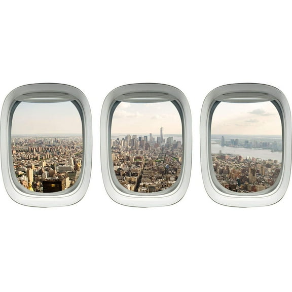 VWAQ NYC Wall Sticker - New York City Window Decal - Airplane Window Clings For Kids -PPW44