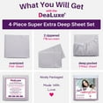 thumbnail image 5 of DeaLuxe Bedding 21” King Extra Deep Pocket Sheets - Deep King Fitted Sheet - Super And Ultra Deep Sheet - For Deep Mattress -4 Piece Bed Sheet Set - Easily Fits Deep Mattress - Lavender Grey, 5 of 8