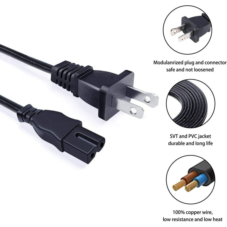 UL Listed 6ft Power Cord Replacement for Brother Project Runway CE1100PRW  CS5055PRW XR9500PRW XR9550PRW LB6800 Sewing Machine 2 Prong Polarized Power