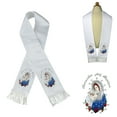 thumbnail image 3 of White Satin Stole Communion Baptism Christening Embroidered Virgin Mary & Pope, 3 of 4
