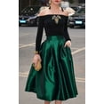 thumbnail image 2 of Women Emerald Green Knee-Length Pleated Skirt with One Pocket Handmade for Timeless Elegance, 2 of 4