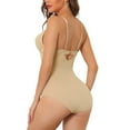 thumbnail image 3 of Unique Bargains Women's U Plunge Leotard Jumpsuit Strap Built-in Bra Bodysuit S Beige, 3 of 6