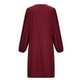 thumbnail image 5 of cfhntfmh Lounge Dresses for Women Fall Loose Crewneck Buttons down Shirts Dress Casual Long Sleeve Belted Midi Dress, 5 of 7