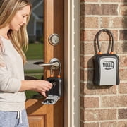 Key Lock Box with Code, Portable Combination Lockbox Wall-Mounted Key Storage Box for House Keys, Resettable Code Safe Security Lock Box for Home