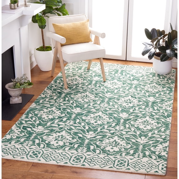 Safavieh Dip Dye Beranadette Floral Wool Area Rug, Dark Green/Ivory, 2' x 3'