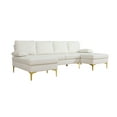 thumbnail image 3 of PonLiving Flannel U-shaped 3-Piece Living Room Sofa set Beige, 3 of 7