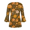 thumbnail image 5 of hxobax Daisy Floral Tunic Blouse Women's Summer Ruffle 3/4 Sleeve Tshirts V Neck Button Shirts Tops, 5 of 5