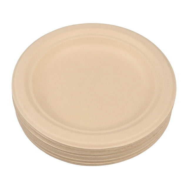 100PCS 6 Pulgadas Marrón Claro Desechable Bandeja de Pastel de Fiesta Platos Redondos Bandeja de Servicio de Barbacoa de Frutas Platos Degradables Vajilla para Boda Fiesta de Cumpleaños